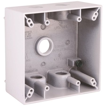 HUBBELL Electrical Box, 31 cu in, Outlet Box, 2 Gang, Aluminum, Square 5337-1
